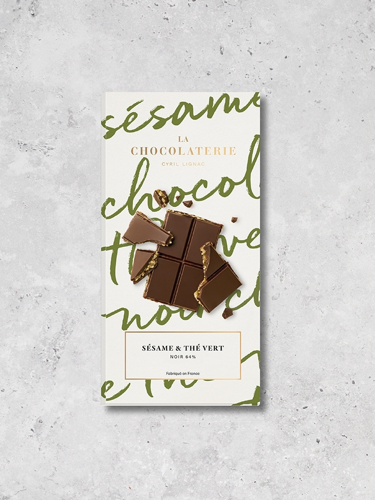 Dark Sesame Green Tea Tablet | La Patisserie Cyril Lignac